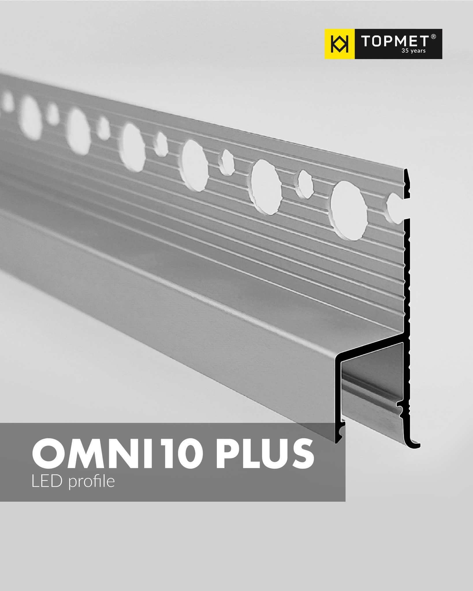 LED profil TOPMET do sádrokartonu OMNI10 PLUS, surový hliník
